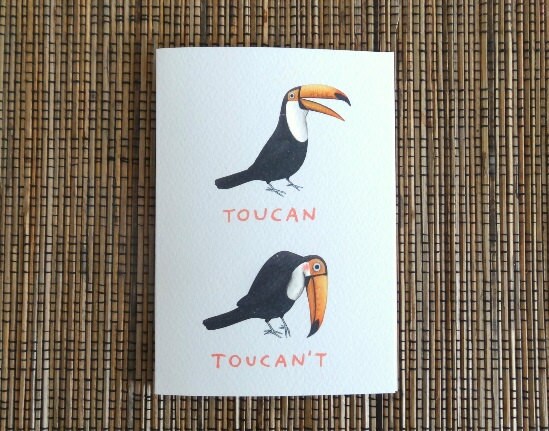 Toucan Toucan't: Pun Card Shy Bird Art, Mental Health Card