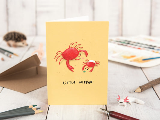 Little Nipper New Baby Funny Cute Crab Card