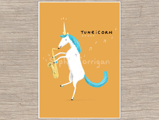 TUNEicorn Saxophone Musician Unicorn Signed Fine Art Print