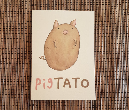 Pigtato Card: Original Pig Potato Illustration Greeting Card