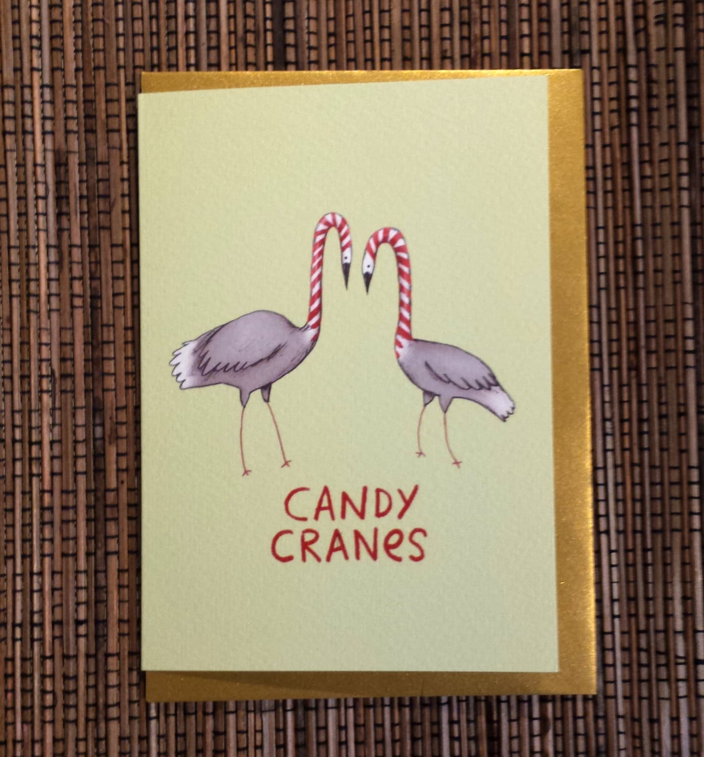 Candy Cranes Bird Candy Canes Christmas Card