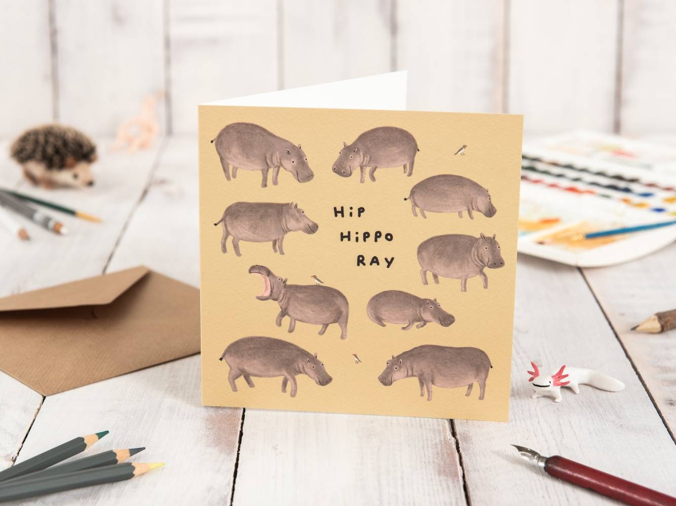 Hip Hippo Ray Birthday Celebration Card