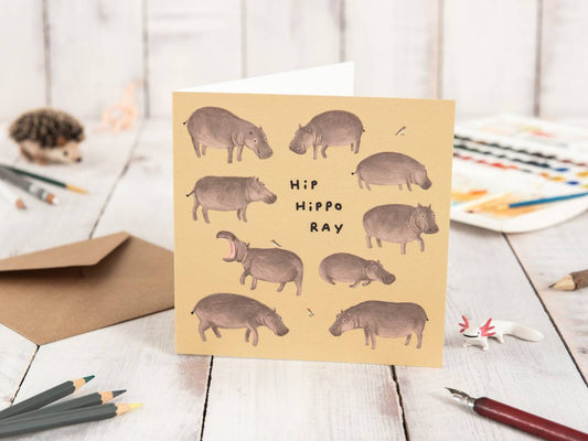 Hip Hippo Ray Birthday Celebration Card