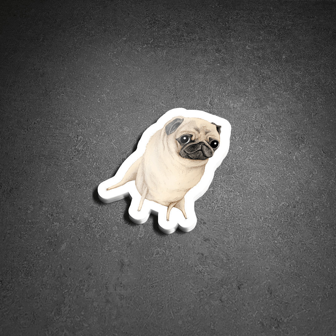 Sweet Fawn Pug Portrait Sticker