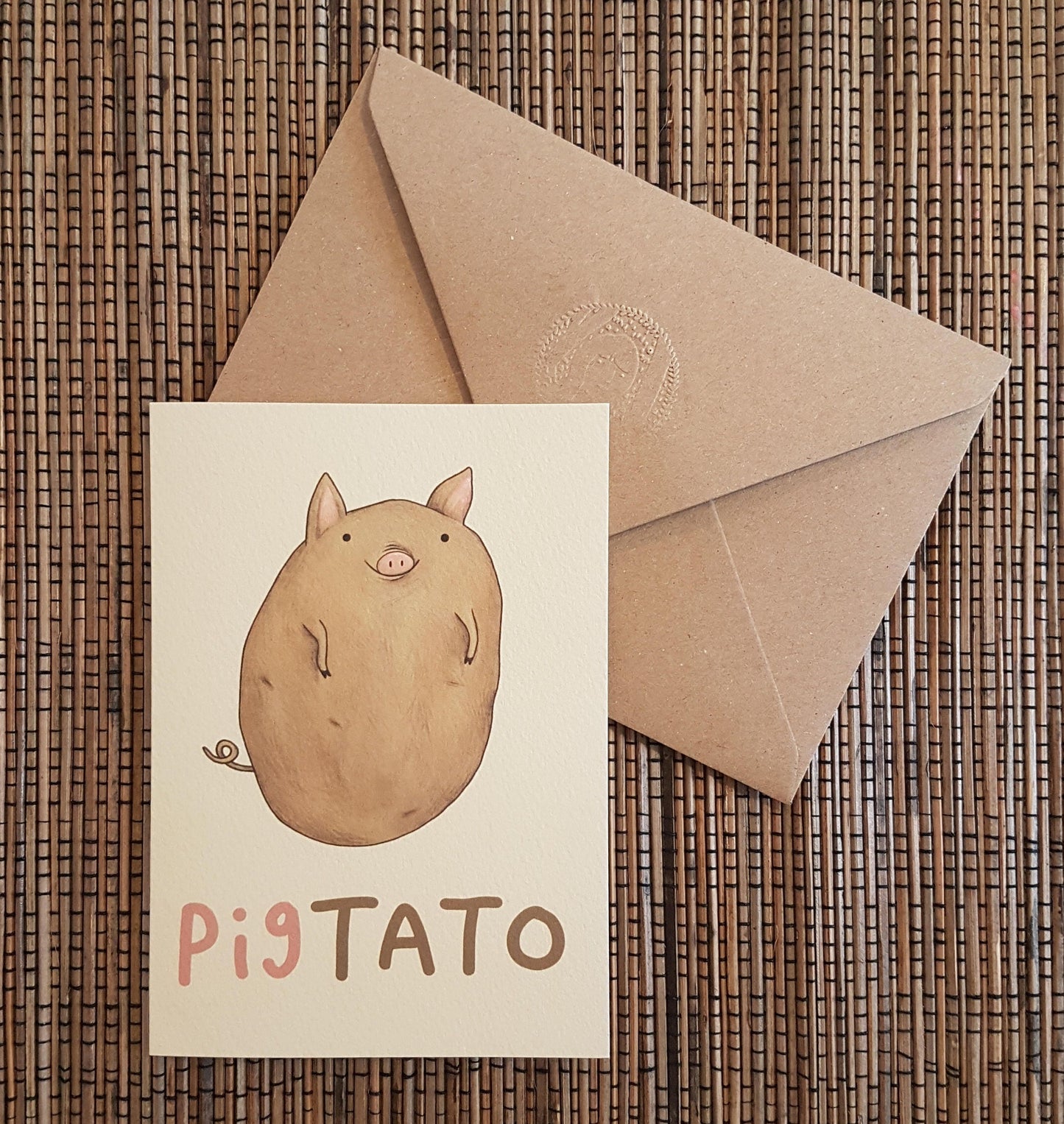 Pigtato Card: Original Pig Potato Illustration Greeting Card