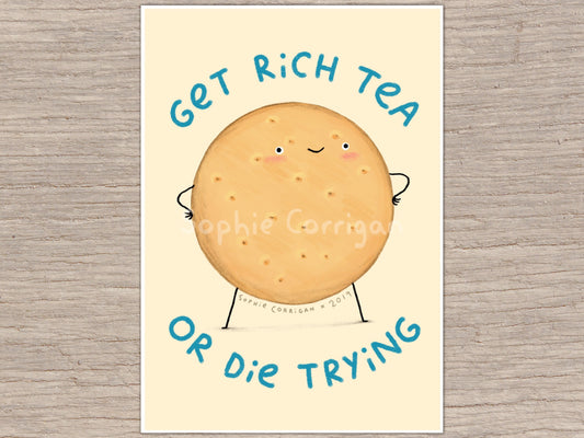 Rich Tea Signed Art Print - Cute British Biscuit - Cute Cookie - Kitchen Art - Funny Illustration - UK Worldwide Postage Sophie Corrigan