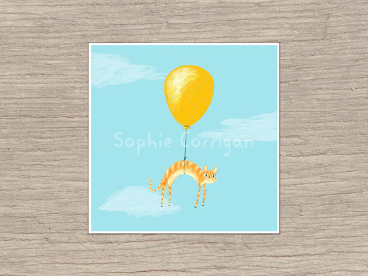 Balloon Cat Signed Art Print