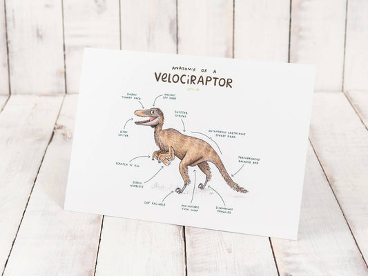 Anatomy Of A Velociraptor A4 Signed Print