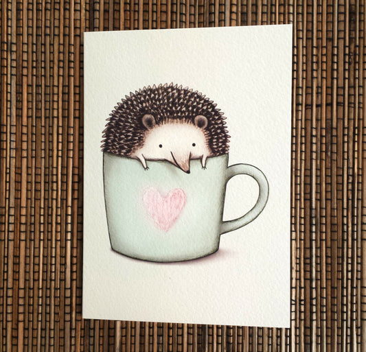 Hedgehog in a Mug Card