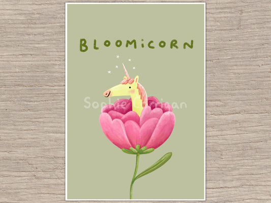 BLOOMicorn Cute Flower Unicorn Signed Fine Art Print