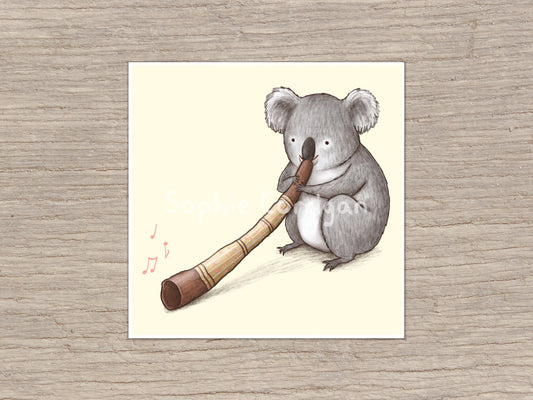 Koala Playing the Didgeridoo Signed Art Print