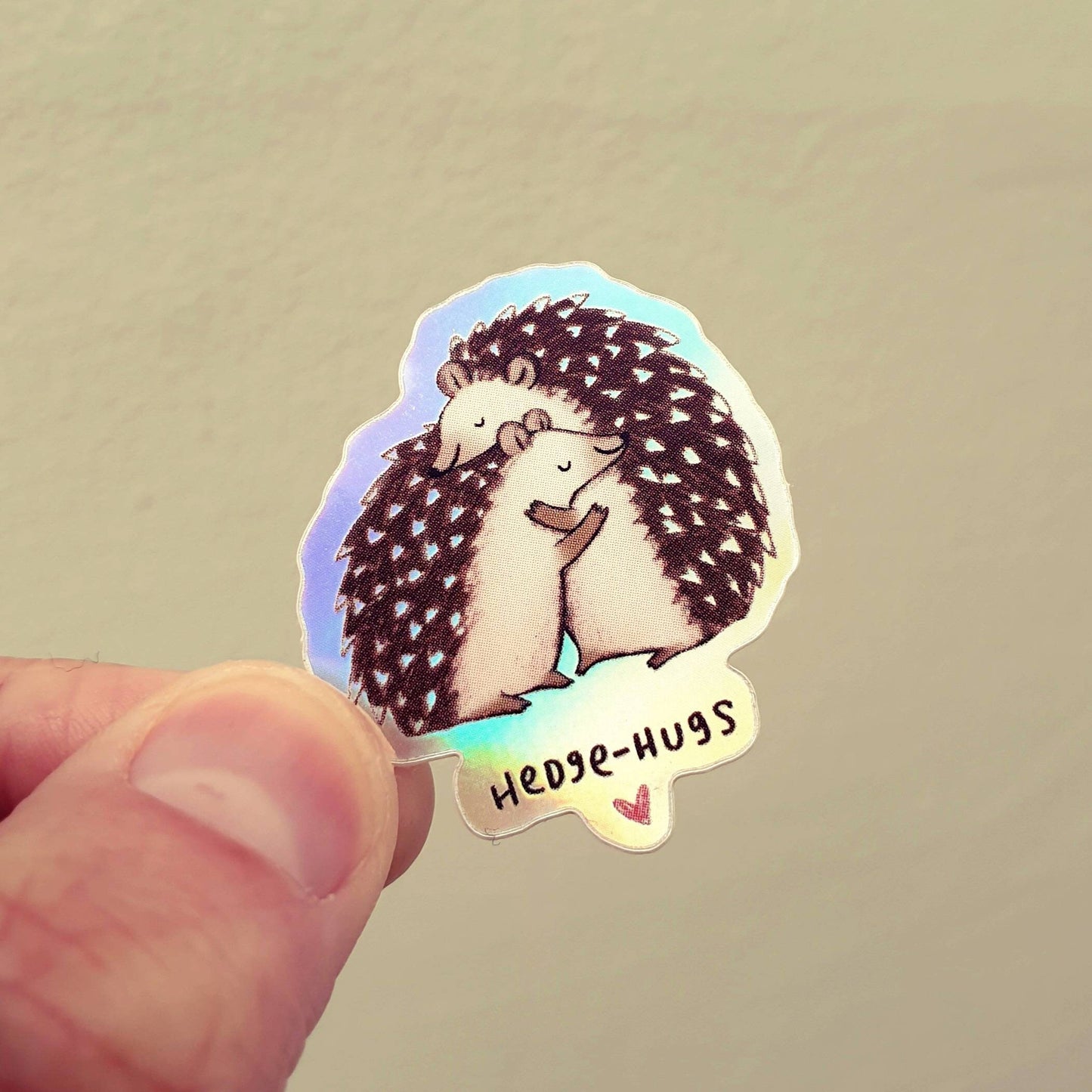 Hedge-hugs Hugging Hedgehogs Holographic Vinyl Sticker - Cute Cuddling Hedgehugs Outdoor Bumper Scrapbook Journal Valentine's
