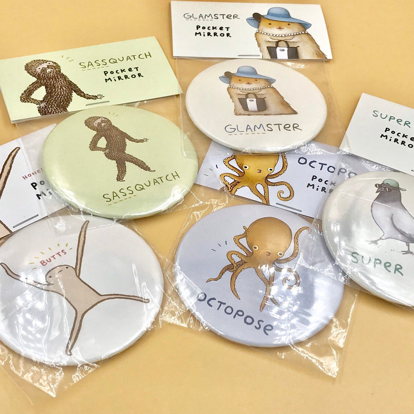 Octopose Posing Octopus Pocket Mirror