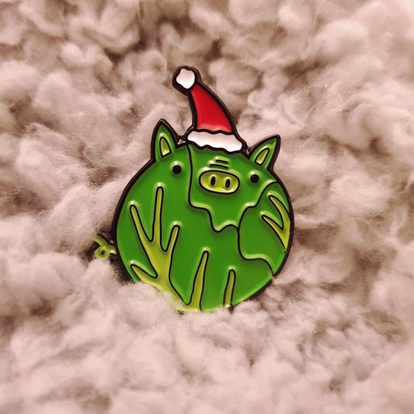 Brussels Snout Christmas Brussel Sprout Pig Pin Badge