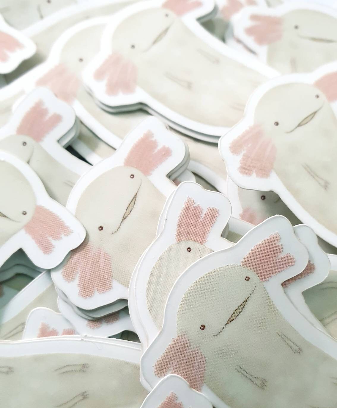 Floating Axolotl Transparent Background Vinyl Sticker