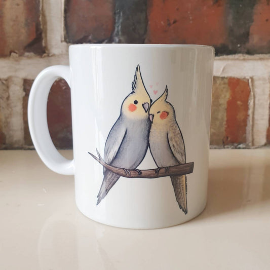 Cockatiel Cuddle 11oz Mug - Cute Parrot Birds Cuddling Valentines Gift Idea