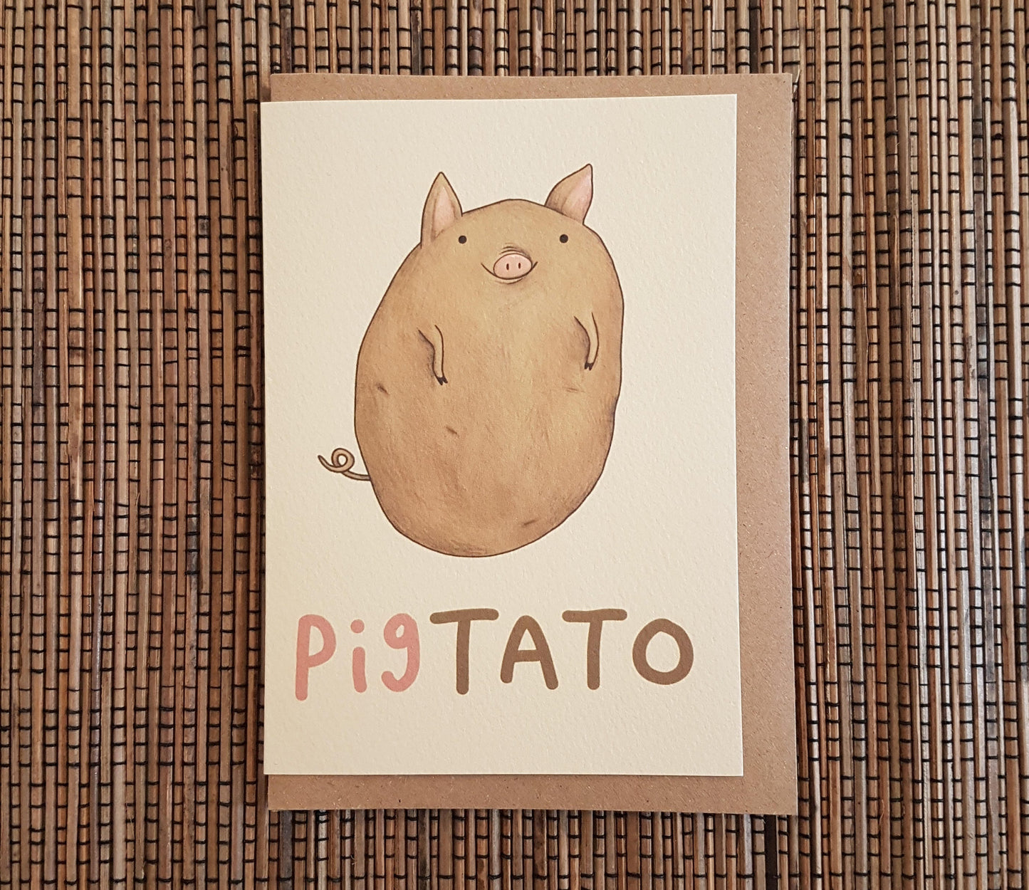 Pigtato Card: Original Pig Potato Illustration Greeting Card