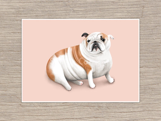 British Bulldog Portrait Signed Art Print