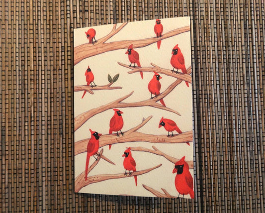 Cardinal Illustration Card: A6 Textured Gesso Card