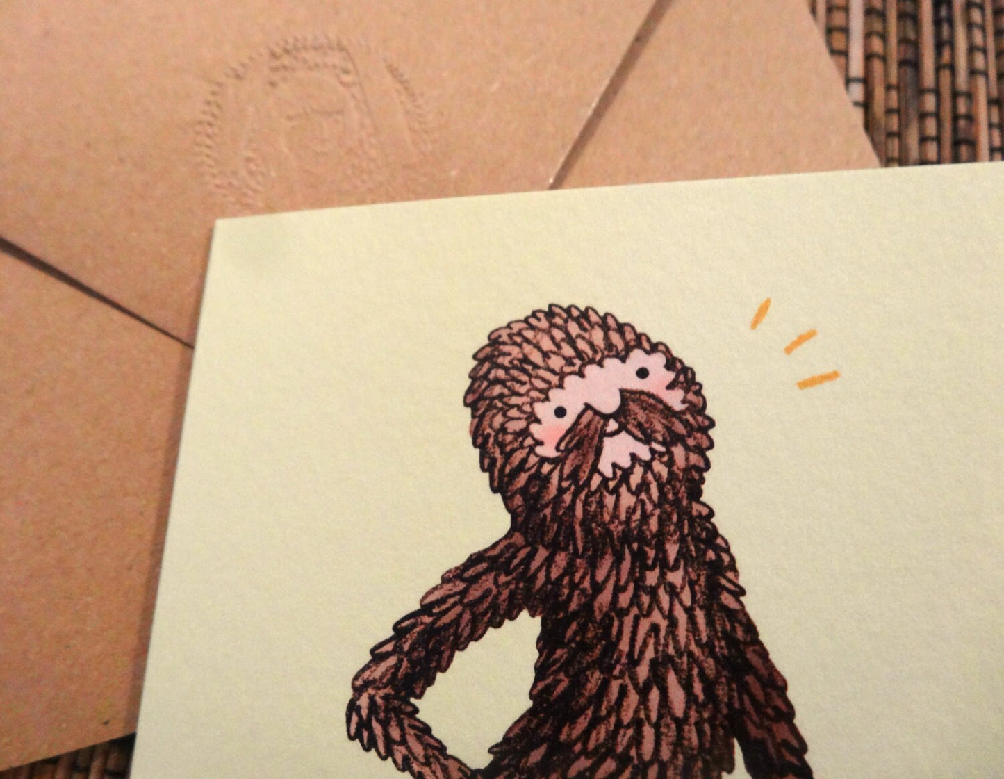 Sassquatch Card: Original Bigfoot Sasquatch Illustration, A6 Gesso Card