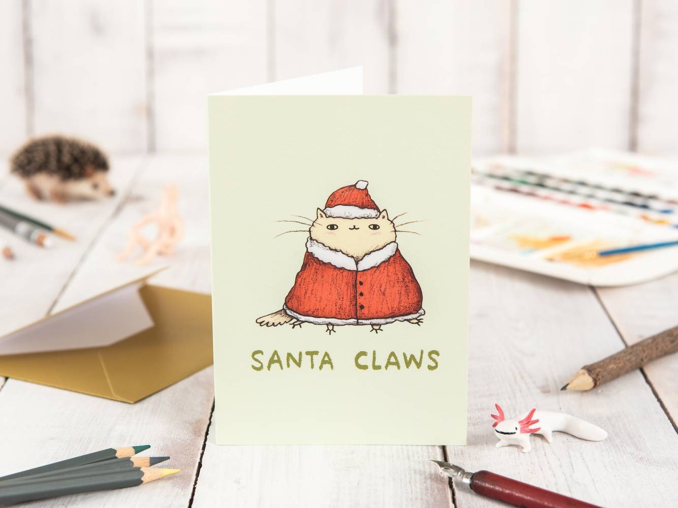 Santa Claws Cat Cute Costume Christmas Card