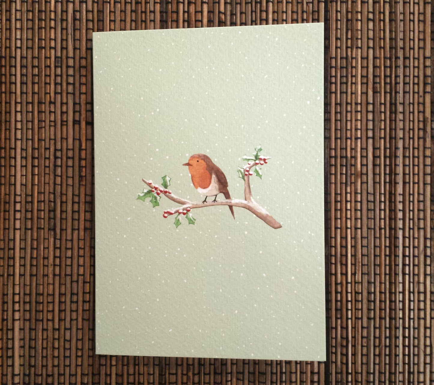 Robin on Branch Christmas Card