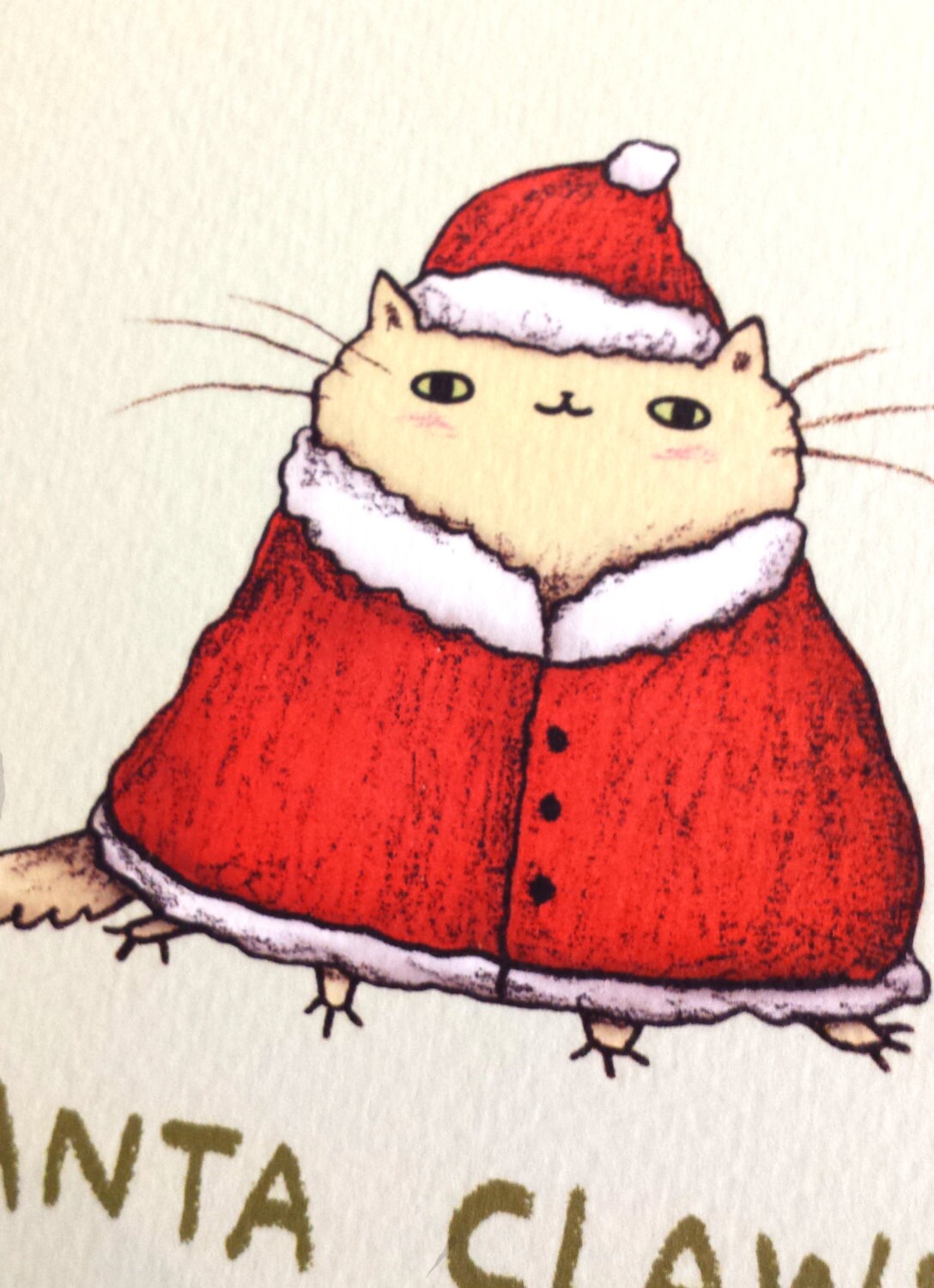 Santa Claws Cat Cute Costume Christmas Card