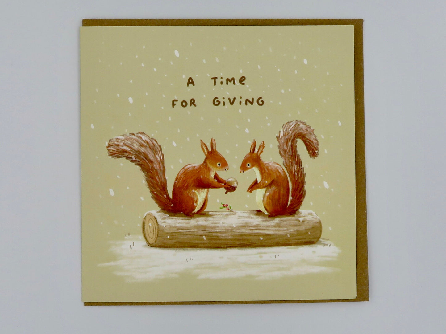 Festive Red Squirrels A Time for Giving Christmas Card