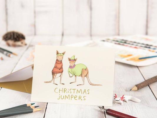 Australian Christmas Card: Kangaroos in Jumpers