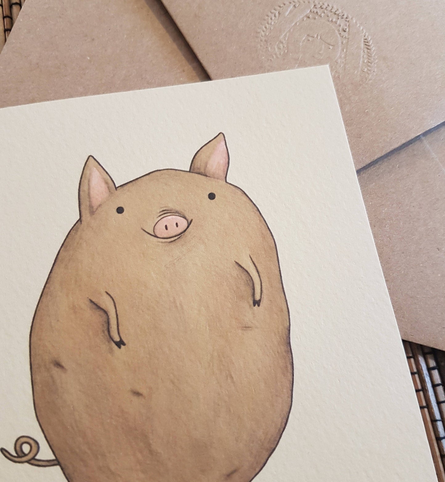 Pigtato Card: Original Pig Potato Illustration Greeting Card