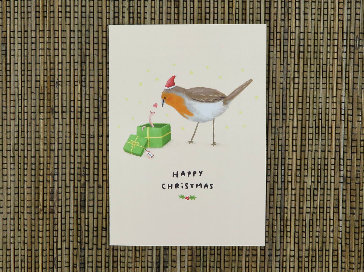 Robin & Worm Happy Christmas Card