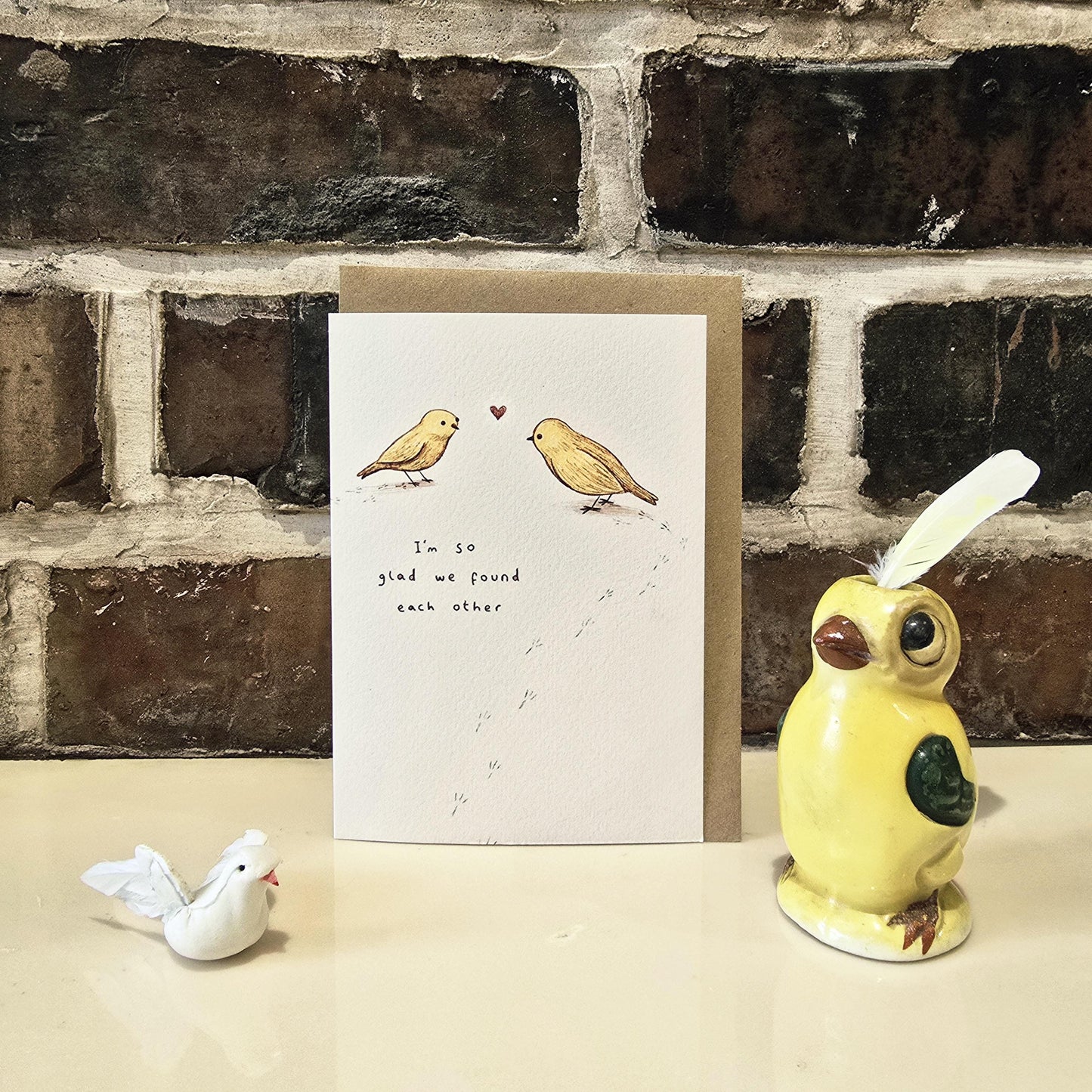 I'm So Glad We Found Each Other - Yellow Birds Love Friendship Engagement Valentines Card