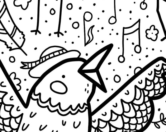 Happy Birds Colouring Page