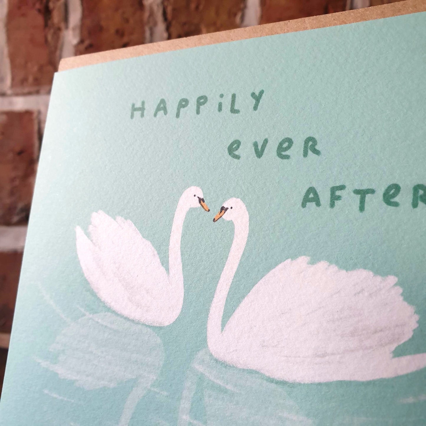 Swan Wedding Card: Happily Ever After Illustration