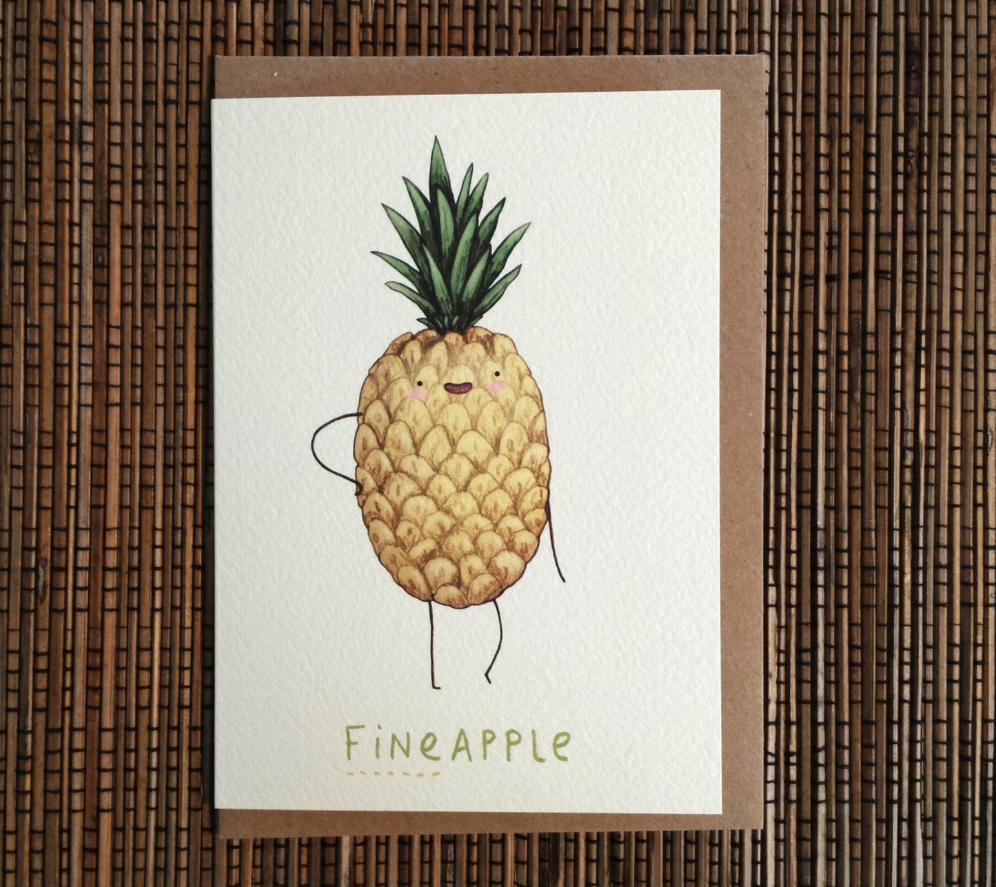 Fineapple Card | Cute Pineapple Illustration, Kraft Envelope