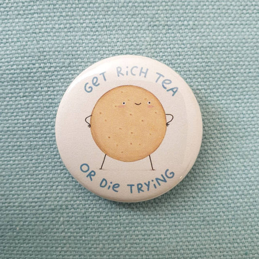 Rich Tea Button Pin Badge