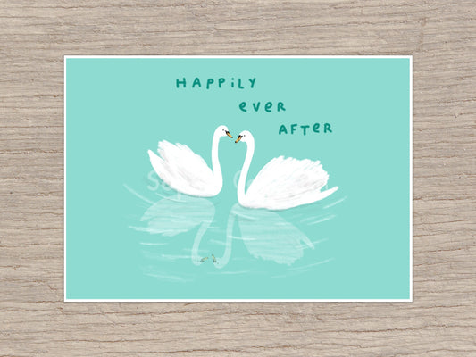 Happily Ever After Swans Signed Fine Art Print Wedding Gift