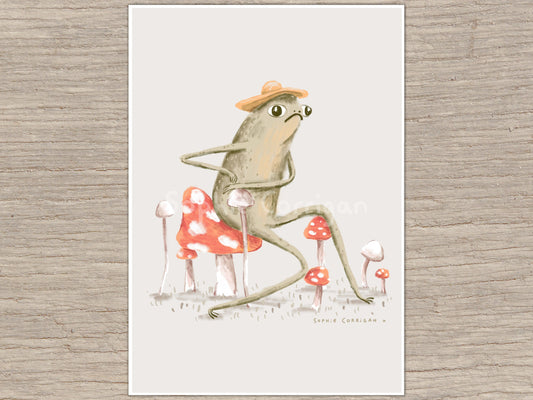 Awkward Toad Art Print: Signed Funny Frog Illustration
