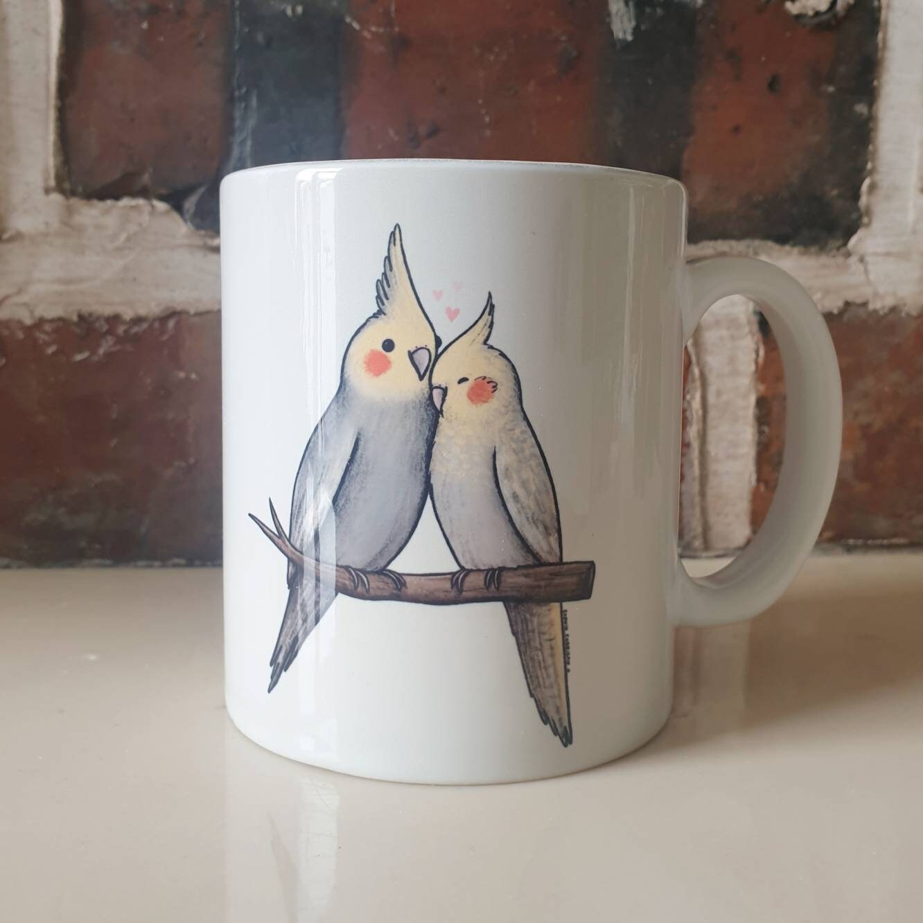 Cockatiel Cuddle 11oz Mug - Cute Parrot Birds Cuddling Valentines Gift Idea