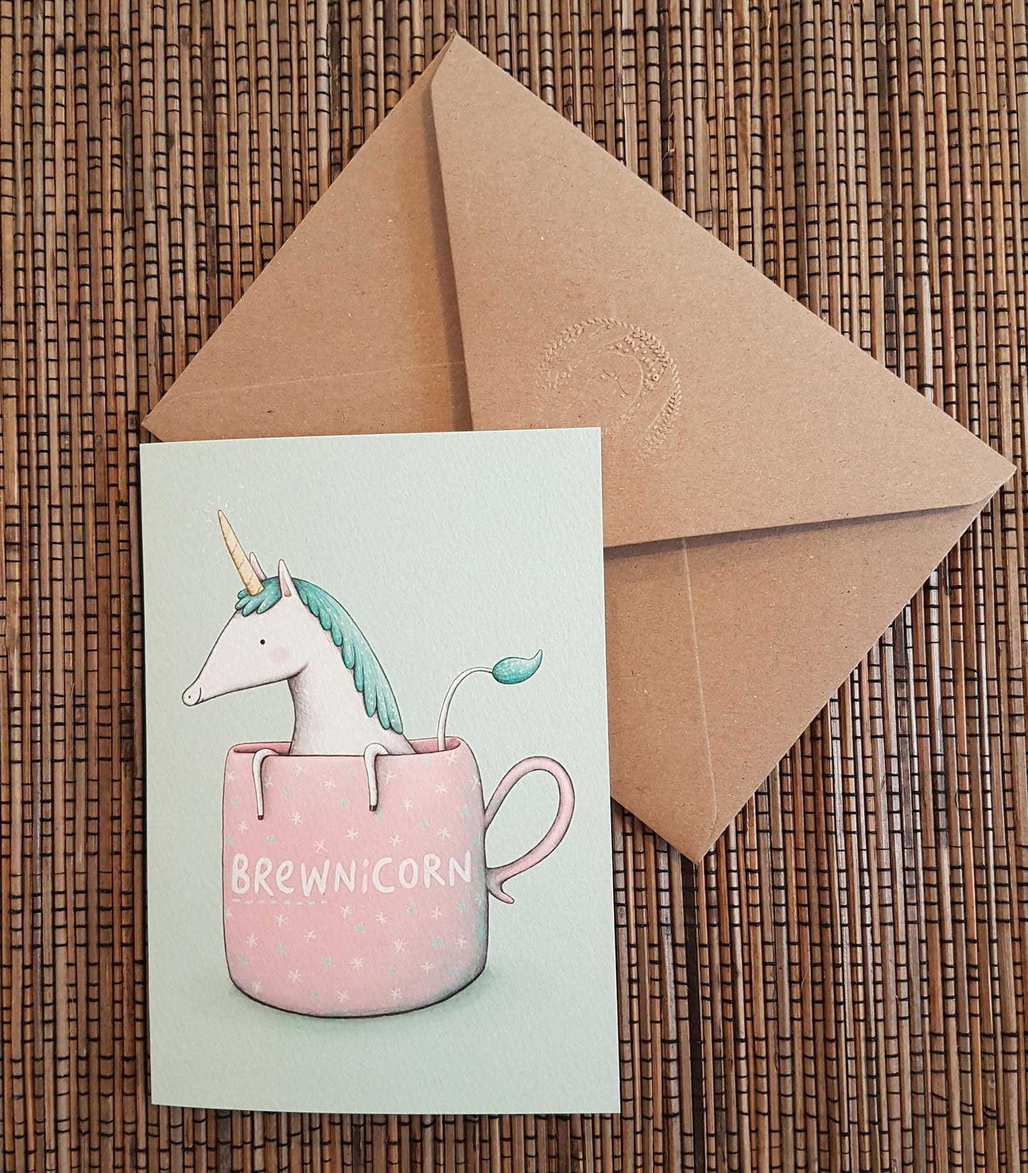 Brewnicorn Card: Unicorn in Teacup Illustration