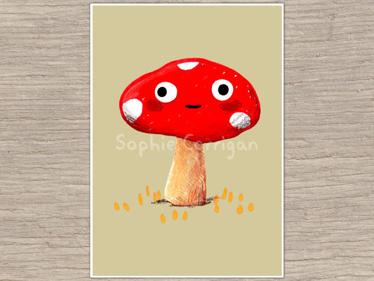 Wonky-Eyed Mushroom Signed Art Print