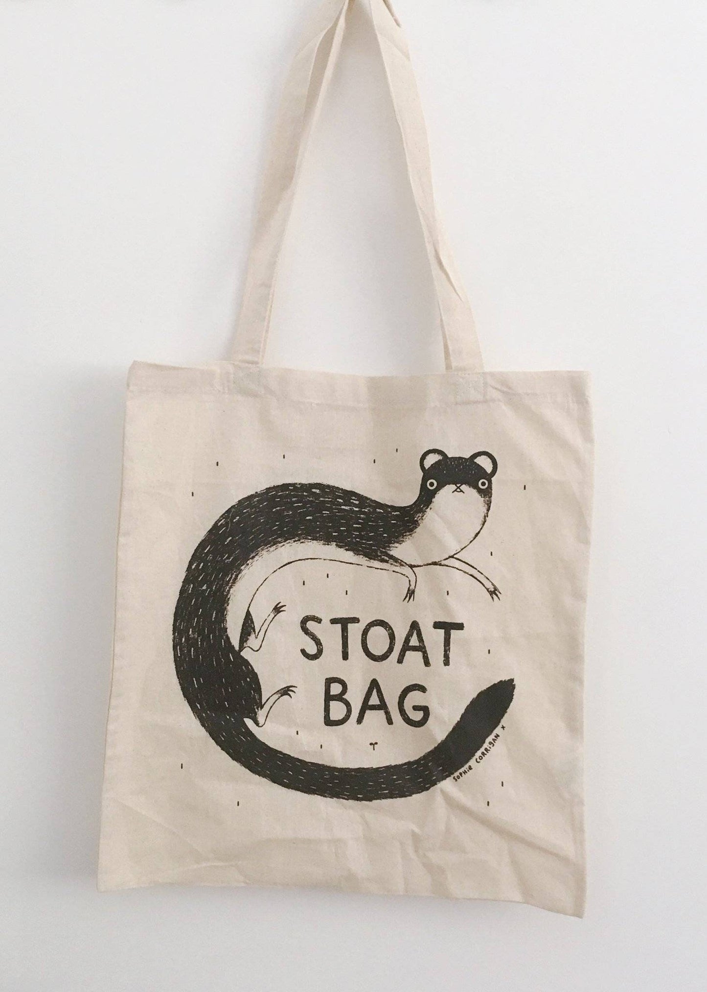 Stoat Bag: Hand Screen Printed Stoat Tote, Original Design