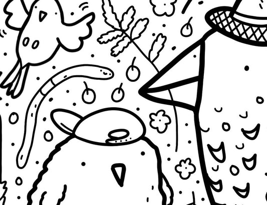 Happy Birds Colouring Page
