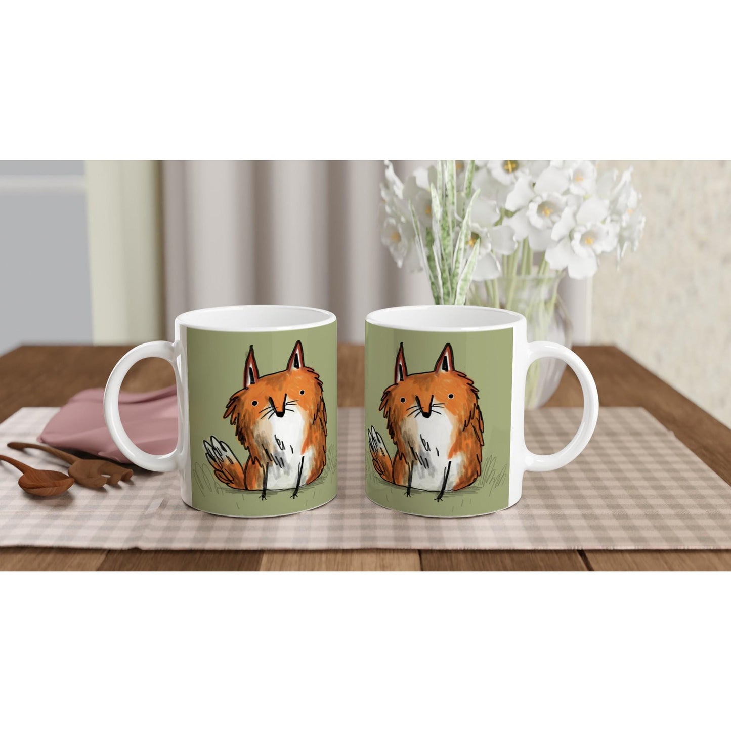 Scraggly Fox - Cute Foxes Illustration 11oz Ceramic Mug