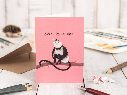 Yunnan Snub-Nosed Monkey Funny Kiss Valentine's Card