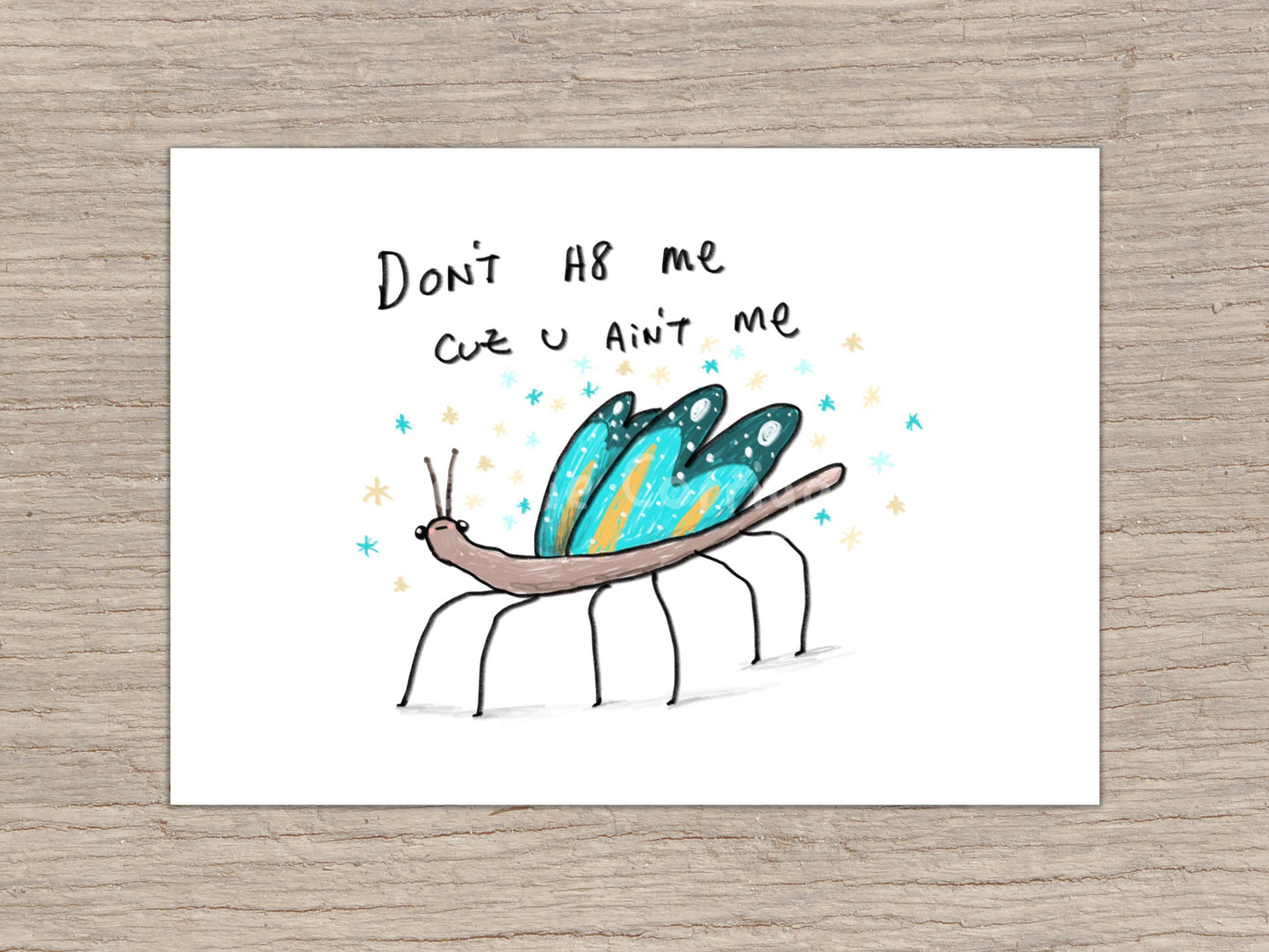Funny Sassy Winged Insect Butterfly Signed Fine Art Print