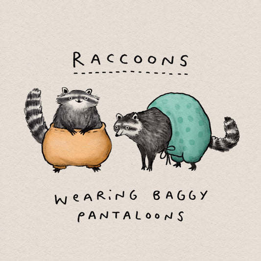 Raccoons Wearing Baggy Pantaloons Signed Art Print