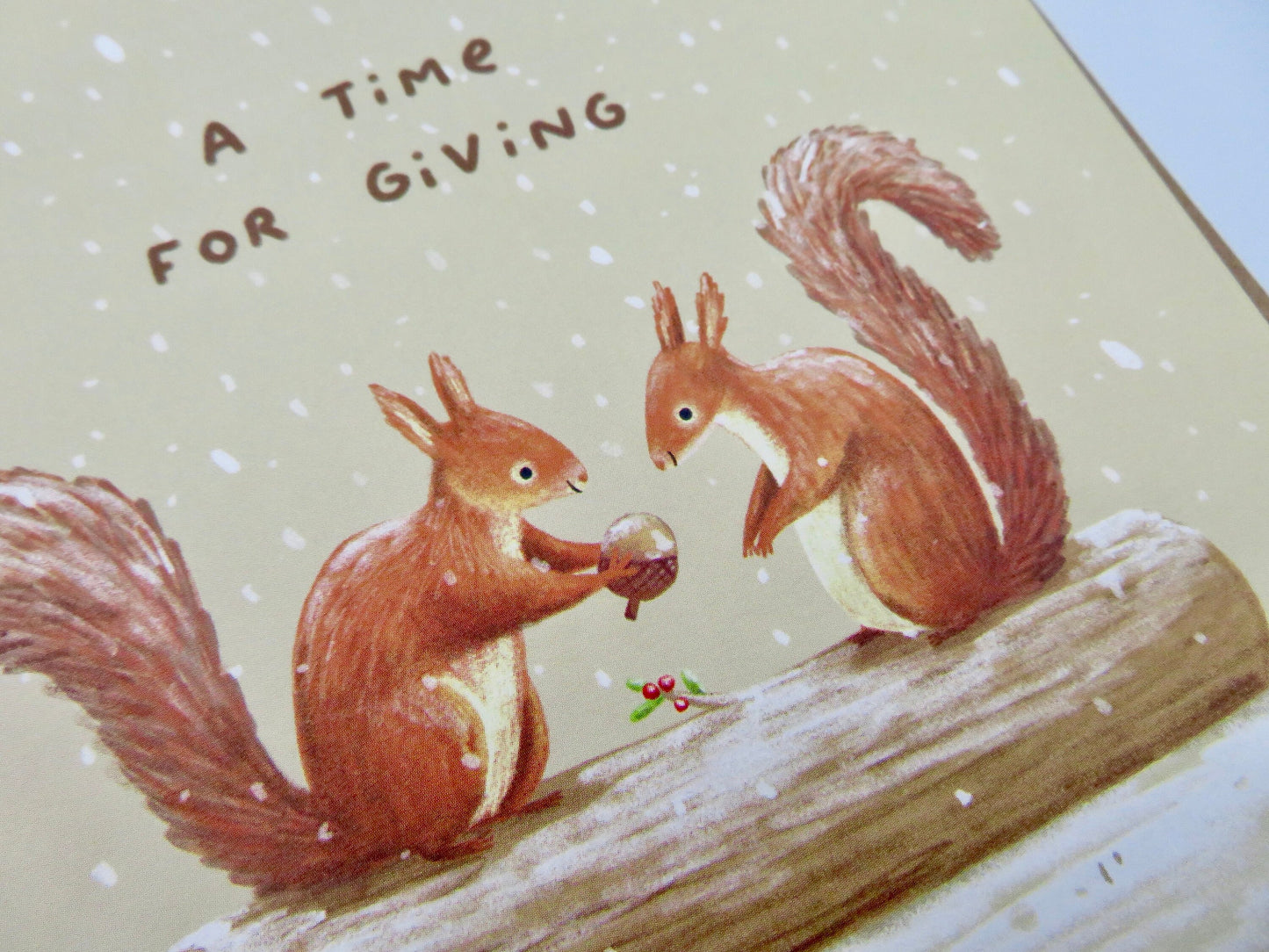 Festive Red Squirrels A Time for Giving Christmas Card