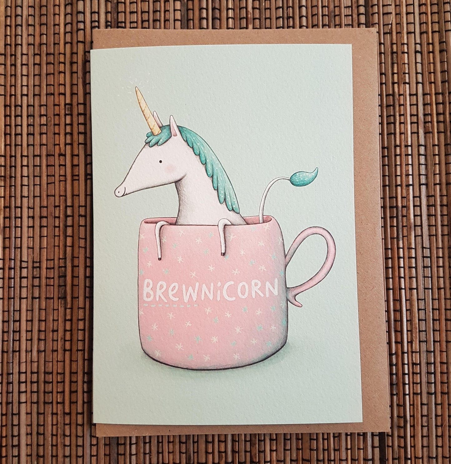 Brewnicorn Card: Unicorn in Teacup Illustration