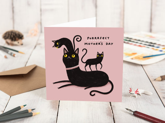 Black Cats Art Card, Purrrfect Mother's Day Card